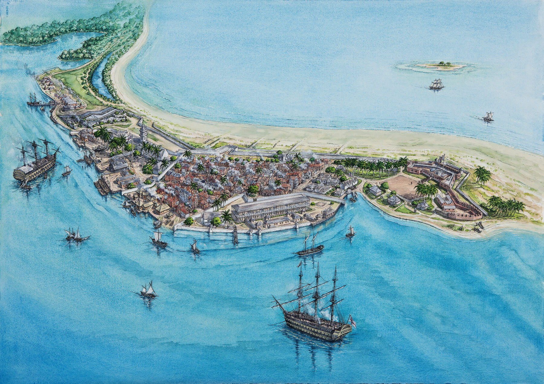 Port Royal circa 1840 after rebuilding from the Earthquake